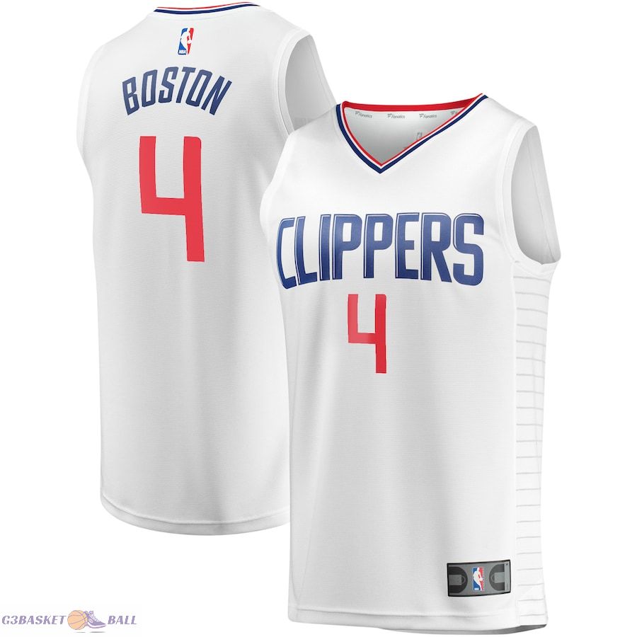 Youth LA Clippers Brandon Boston Fanatics White Fast Break Player Jersey - Association Edition