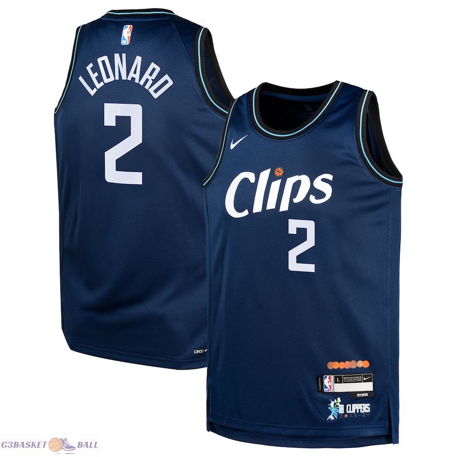 Youth LA Clippers Kawhi Leonard Navy Swingman Replica Jersey - City Edition