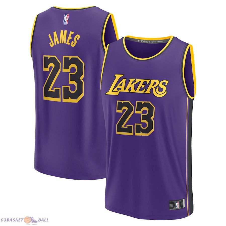 Men's Los Angeles Lakers LeBron James Fanatics Purple 2022/23 Fast Break Replica Jersey - Statement Edition