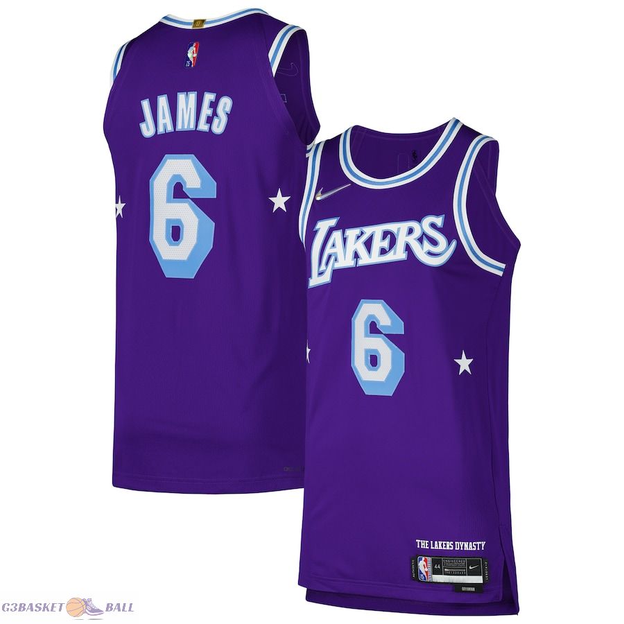 Men's Los Angeles Lakers LeBron James Purple Authentic Player Jersey - City Edition