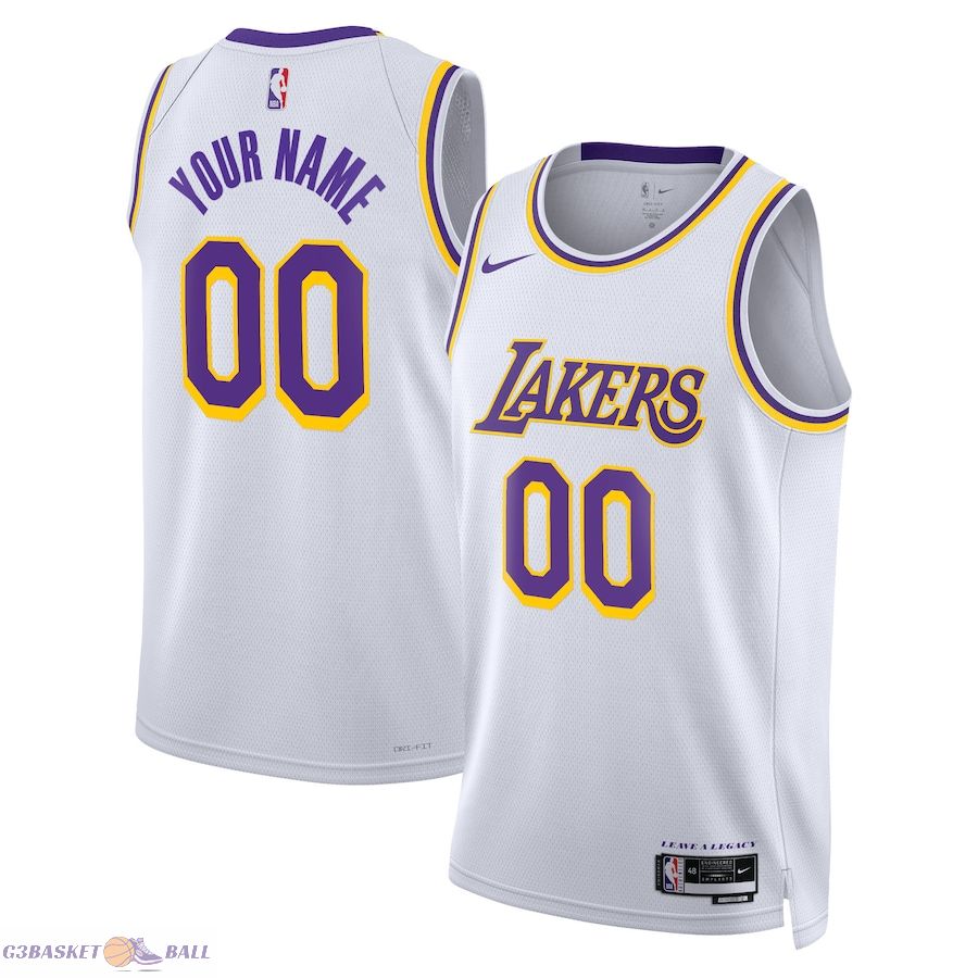 Unisex Los Angeles Lakers White Swingman Custom Jersey - Association Edition