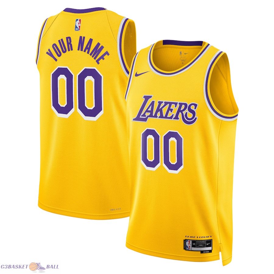 Unisex Los Angeles Lakers Gold Swingman Custom Jersey - Icon Edition