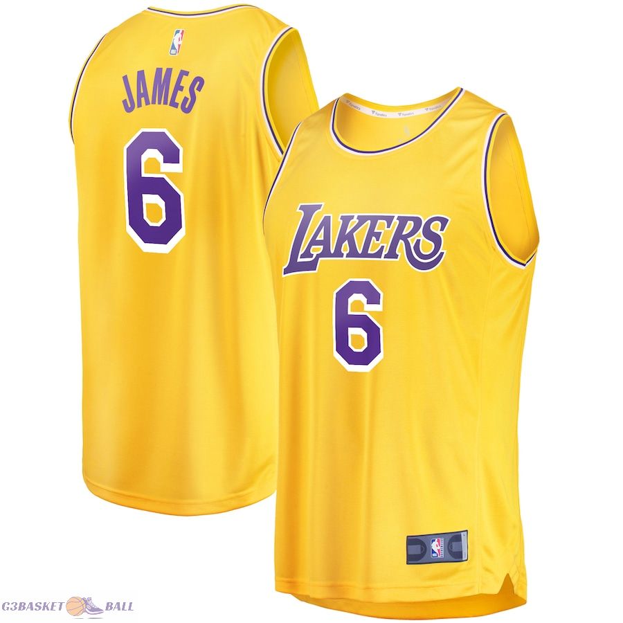 Men's Los Angeles Lakers LeBron James Fanatics Gold 2021/22 Fast Break Replica Jersey - Icon Edition