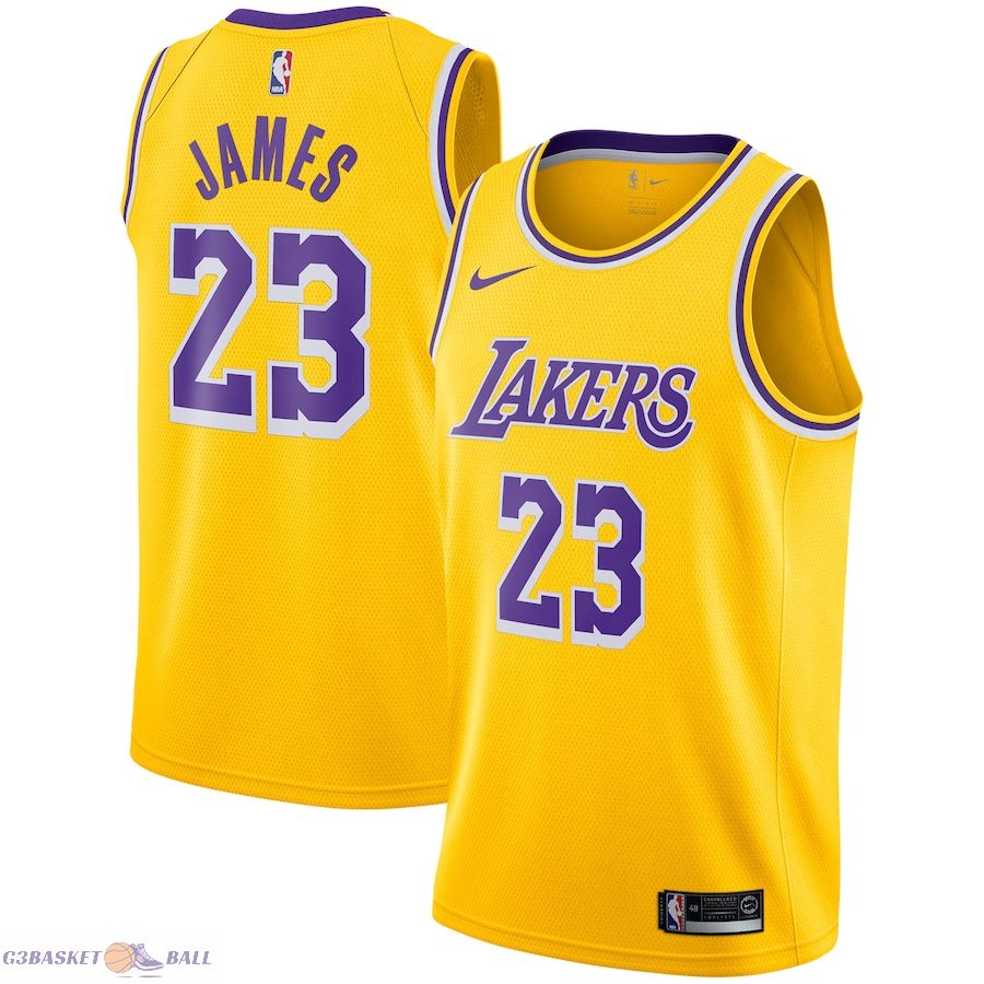 Men's Los Angeles Lakers LeBron James Gold Swingman Player Jersey - Icon Edition