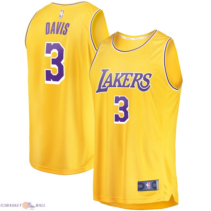 Men's Los Angeles Lakers Anthony Davis Fanatics Gold Fast Break Replica Player Jersey - Icon Edition