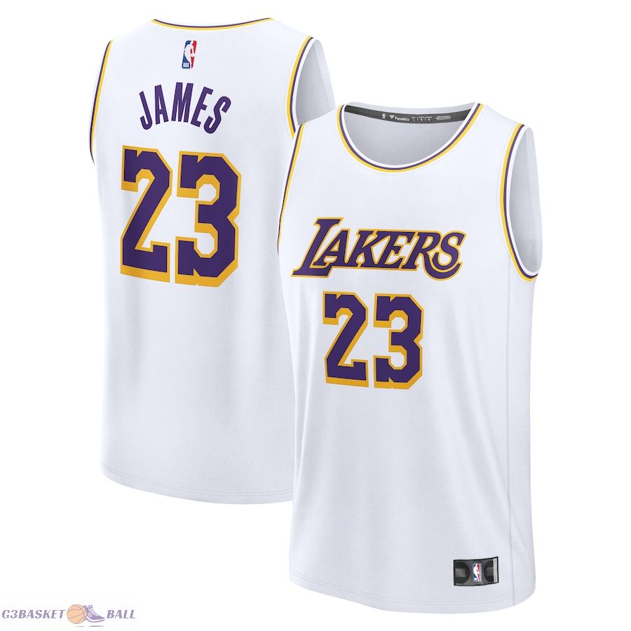 Men's Los Angeles Lakers LeBron James Fanatics White Fast Break Replica Player Jersey - Association Edition