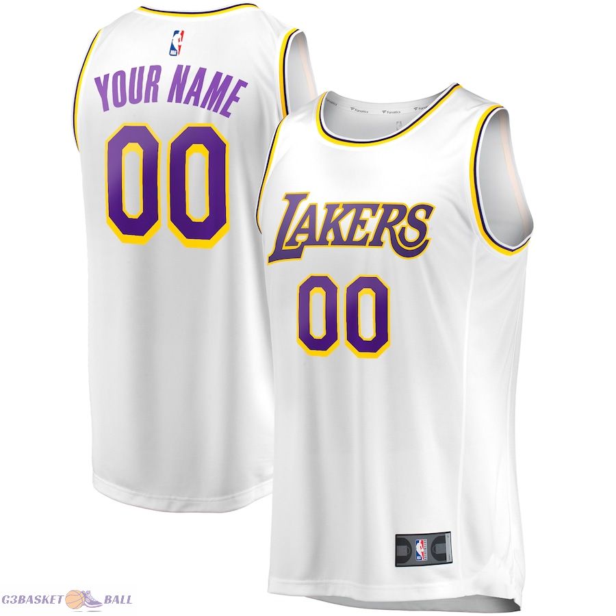 Men's Los Angeles Lakers Fanatics White Fast Break Custom Replica Jersey - Association Edition