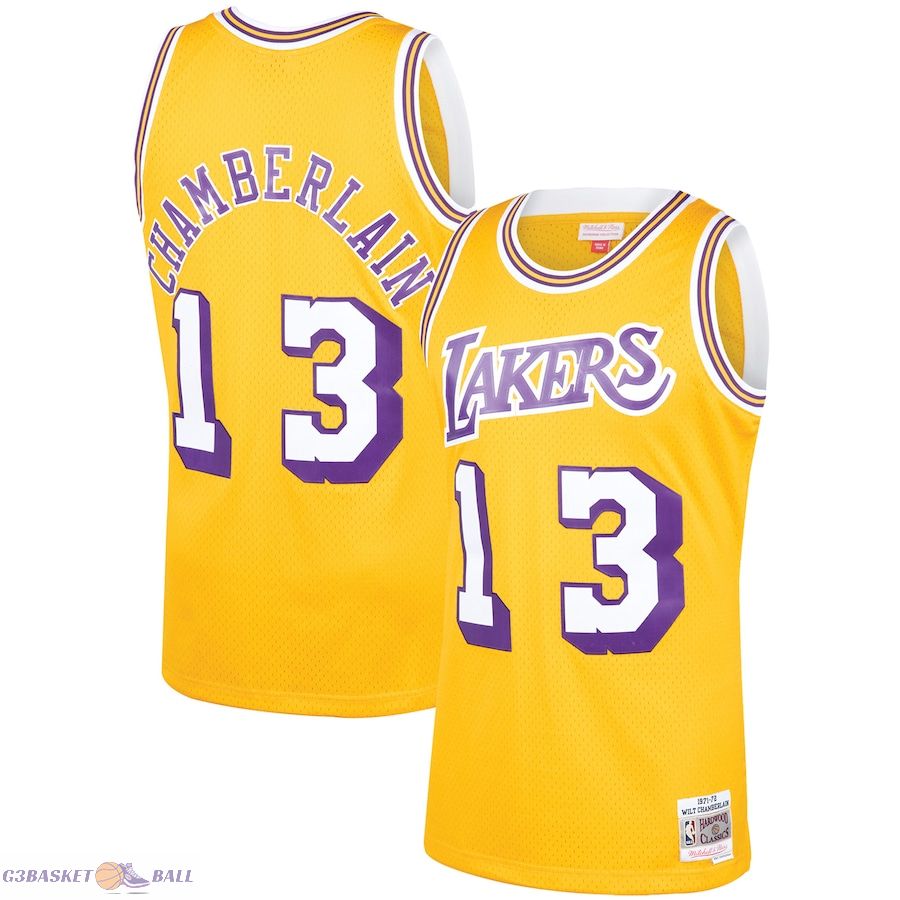 Men's Los Angeles Lakers Wilt Chamberlain Mitchell & Ness Gold 1971/72 Hardwood Classics Swingman Jersey