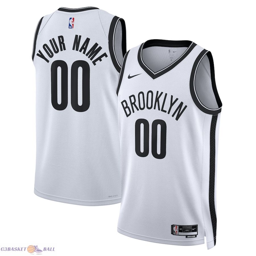 Unisex Brooklyn Nets White Swingman Custom Jersey - Association Edition