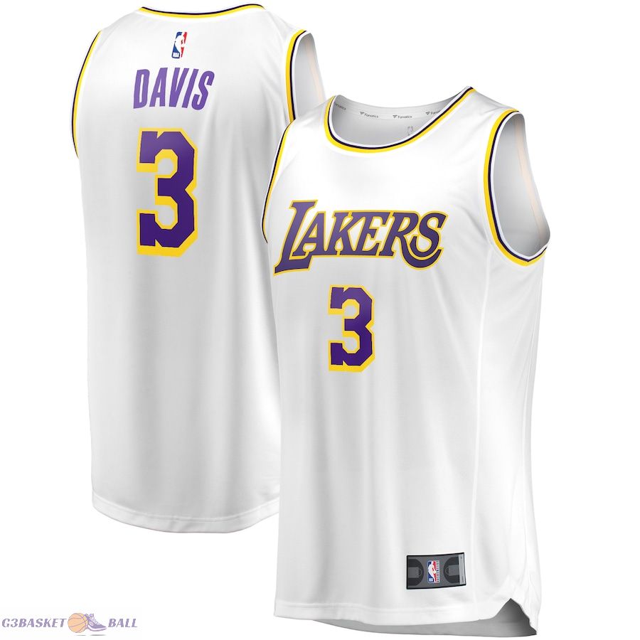 Men's Los Angeles Lakers Anthony Davis Fanatics White Fast Break Replica Player Jersey - Association Edition