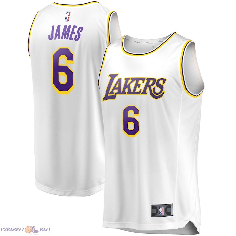 Men's Los Angeles Lakers LeBron James Fanatics White Fast Break Replica Player Jersey - Association Edition