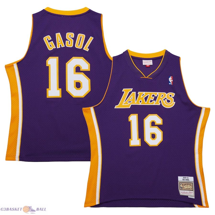 Men's Los Angeles Lakers Pau Gasol Mitchell & Ness Purple 2009/10 Hardwood Classics Swingman Jersey