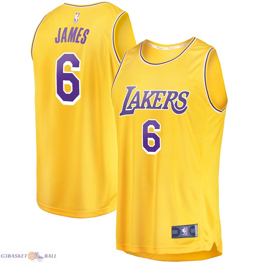 Men's Los Angeles Lakers LeBron James Fanatics Gold #6 Fast Break Replica Player Jersey - Icon Edition