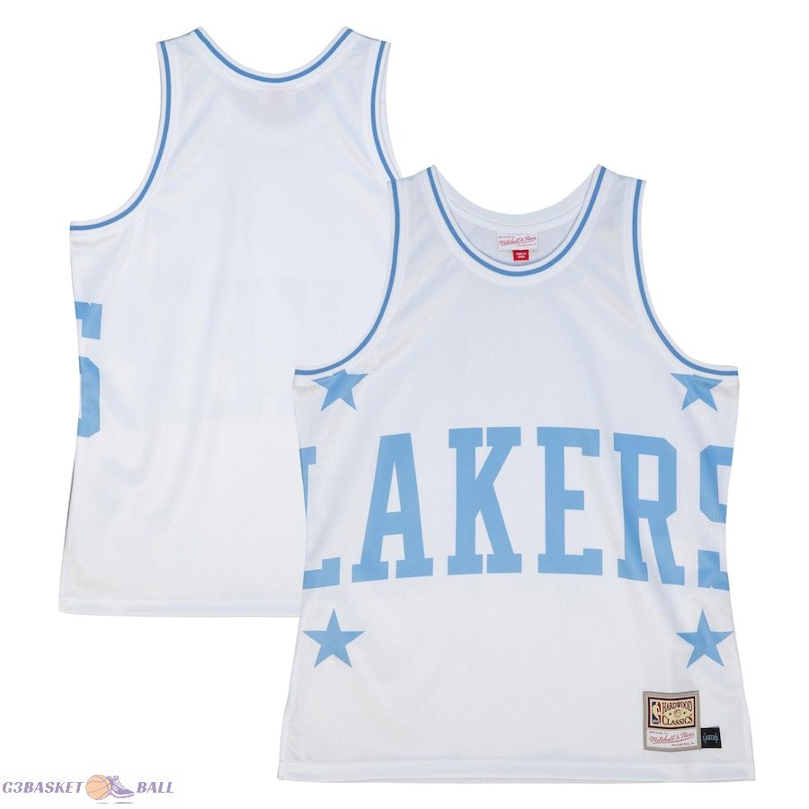 Men's Los Angeles Lakers Mitchell & Ness White Hardwood Classics Blown Out Fashion Jersey