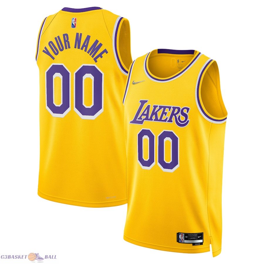 Men's Los Angeles Lakers Gold 2021/22 Diamond Swingman Custom Jersey - Icon Edition