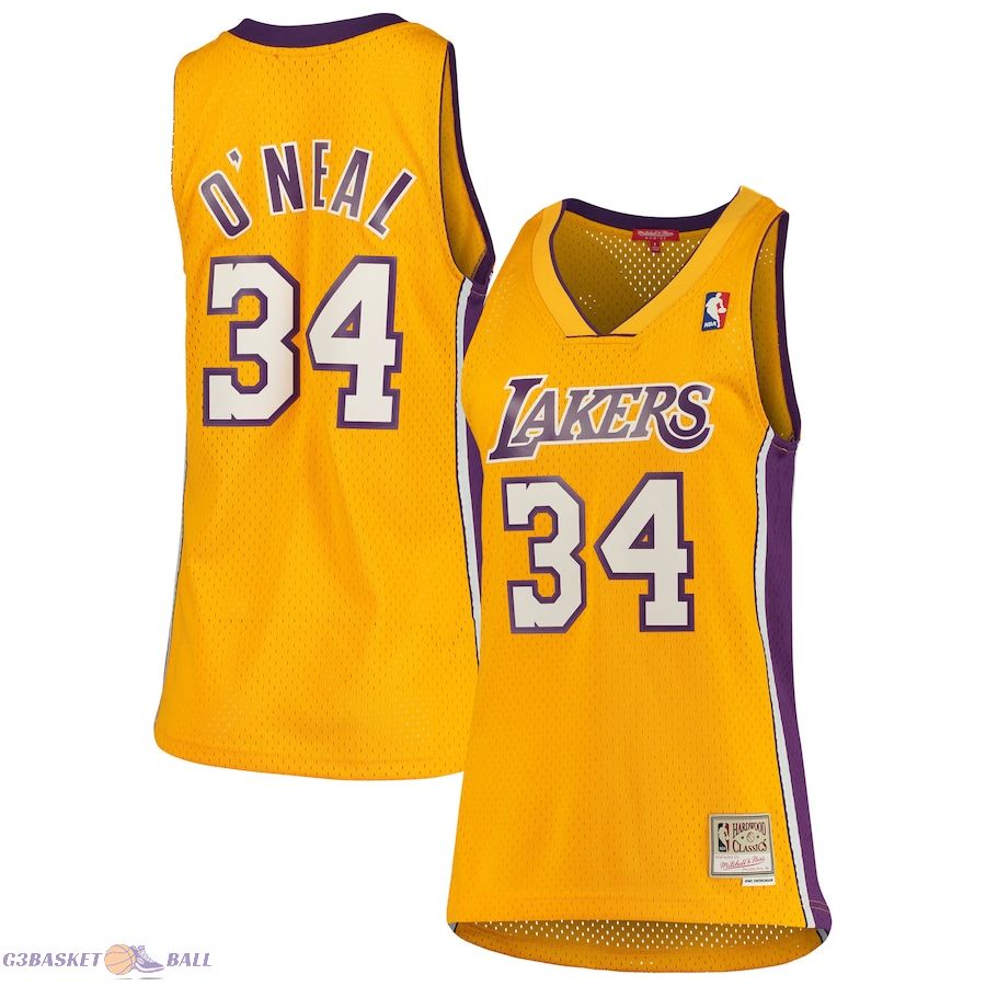 Women's Los Angeles Lakers Shaquille O'Neal Mitchell & Ness Gold 1999/00 Hardwood Classics Swingman Jersey