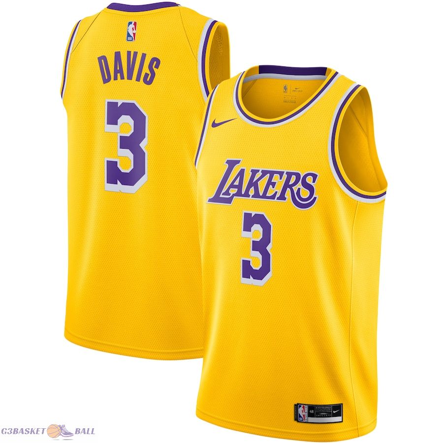 Men's Los Angeles Lakers Anthony Davis Gold Swingman Jersey - Icon Edition