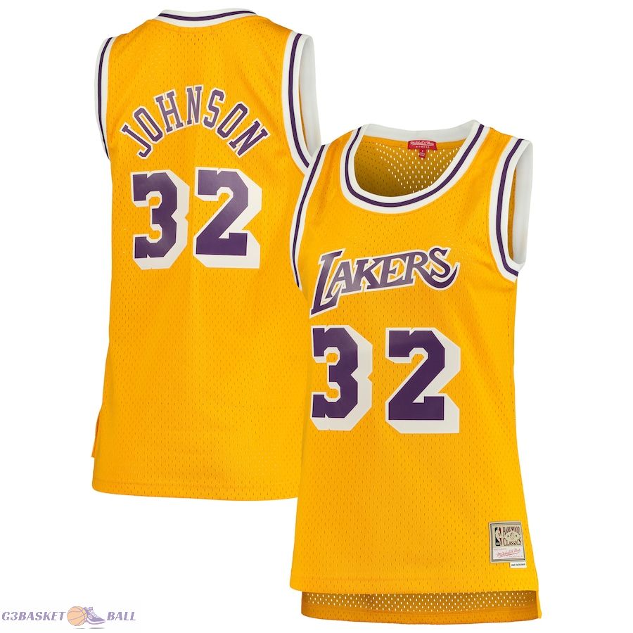 Women's Los Angeles Lakers Magic Johnson Mitchell & Ness Gold 1984/85 Hardwood Classics Swingman Jersey