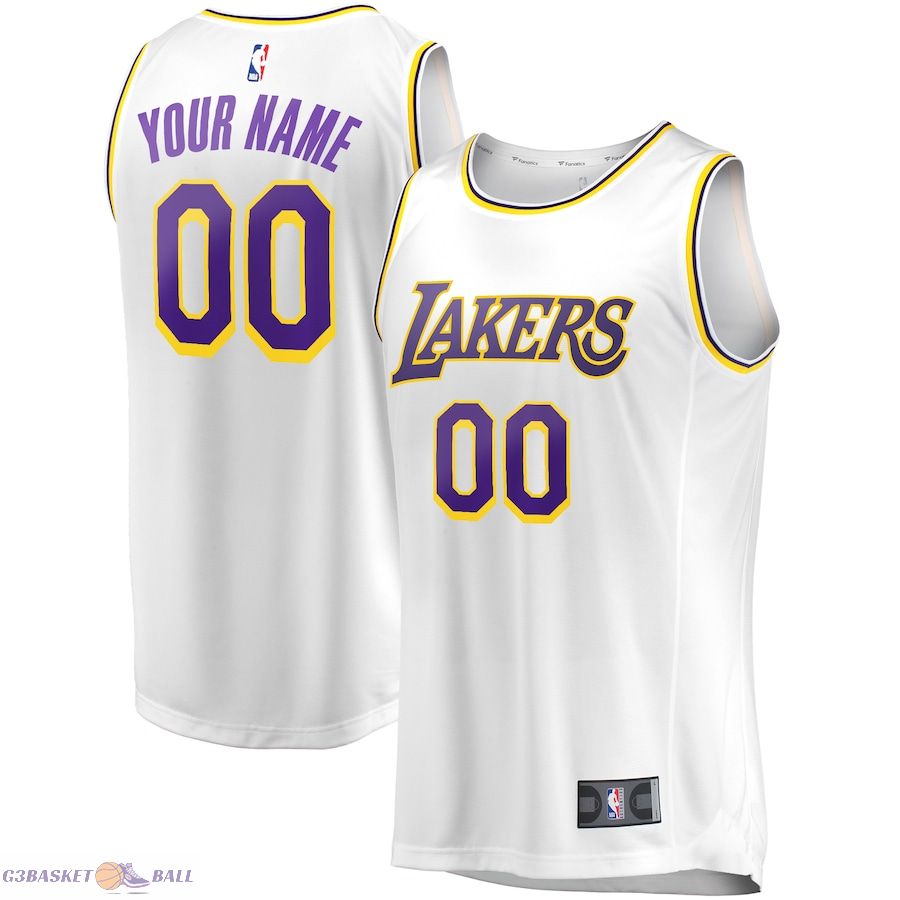 Youth Los Angeles Lakers Fanatics White Fast Break Replica Custom Jersey - Association Edition