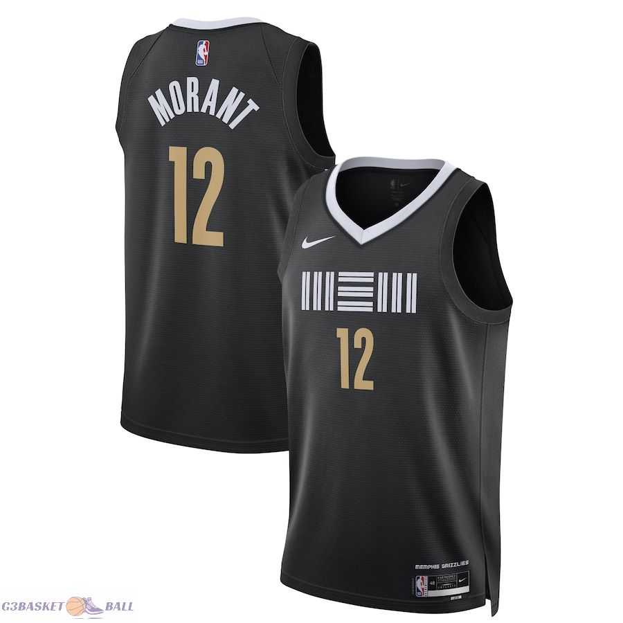 Unisex Memphis Grizzlies Ja Morant Black 2023/24 Swingman Jersey - City Edition