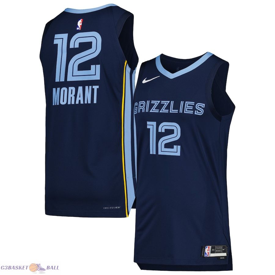 Men's Memphis Grizzlies Ja Morant Navy Authentic Jersey - Icon Edition