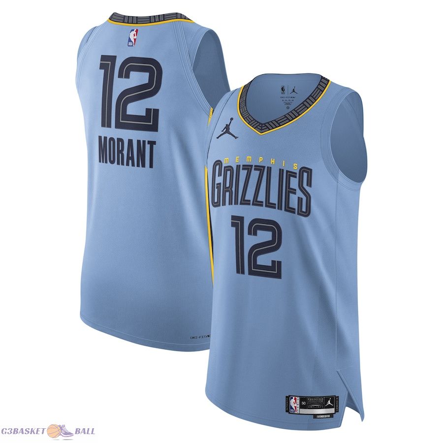 Men's Memphis Grizzlies Ja Morant Jordan Brand Light Blue Authentic Player Jersey - Statement Edition