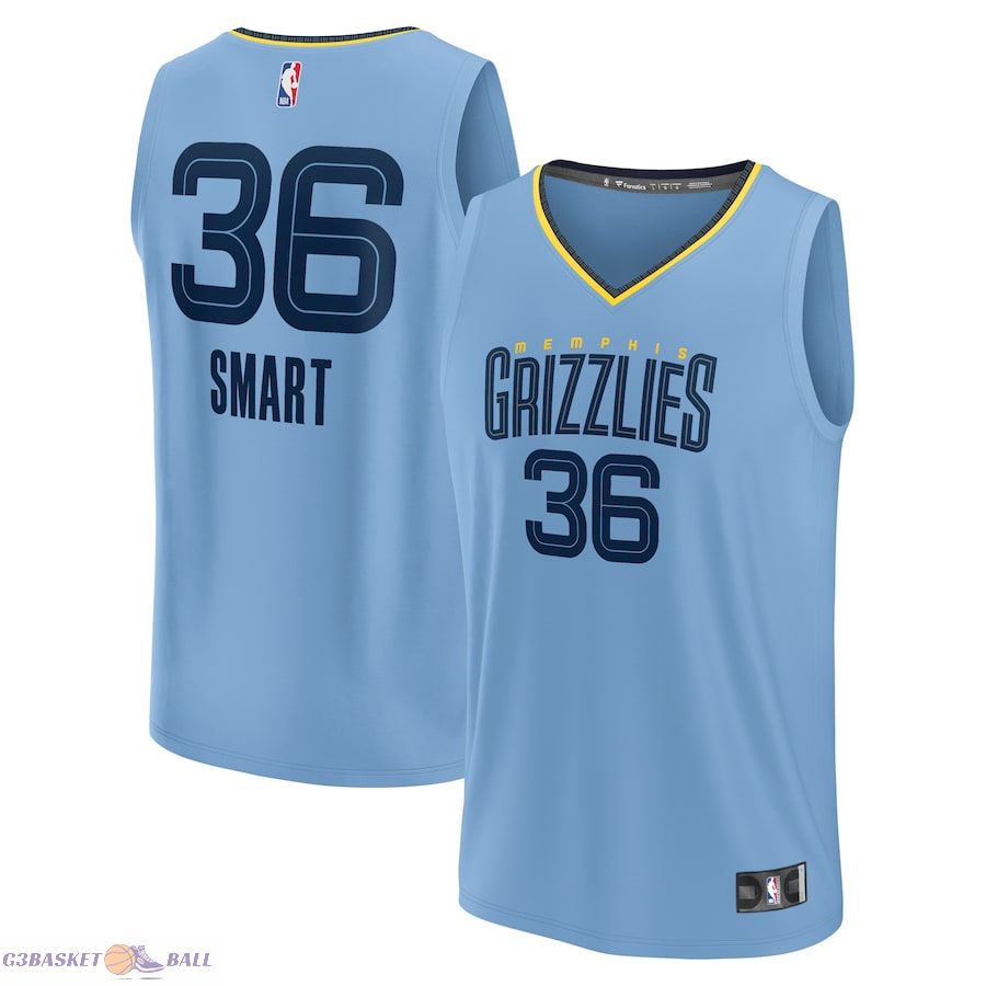 Men's Memphis Grizzlies Marcus Smart Fanatics Light Blue Fast Break Player Jersey - Statement Edition