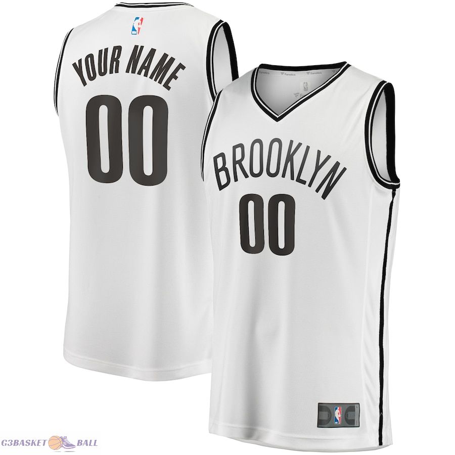 Men's Brooklyn Nets Fanatics White Fast Break Custom Replica Jersey - Association Edition