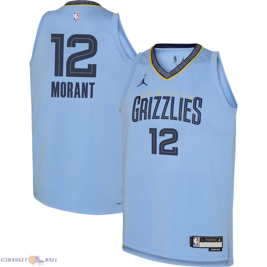 Youth Memphis Grizzlies Ja Morant Jordan Brand Light Blue Swingman Jersey - Statement Edition