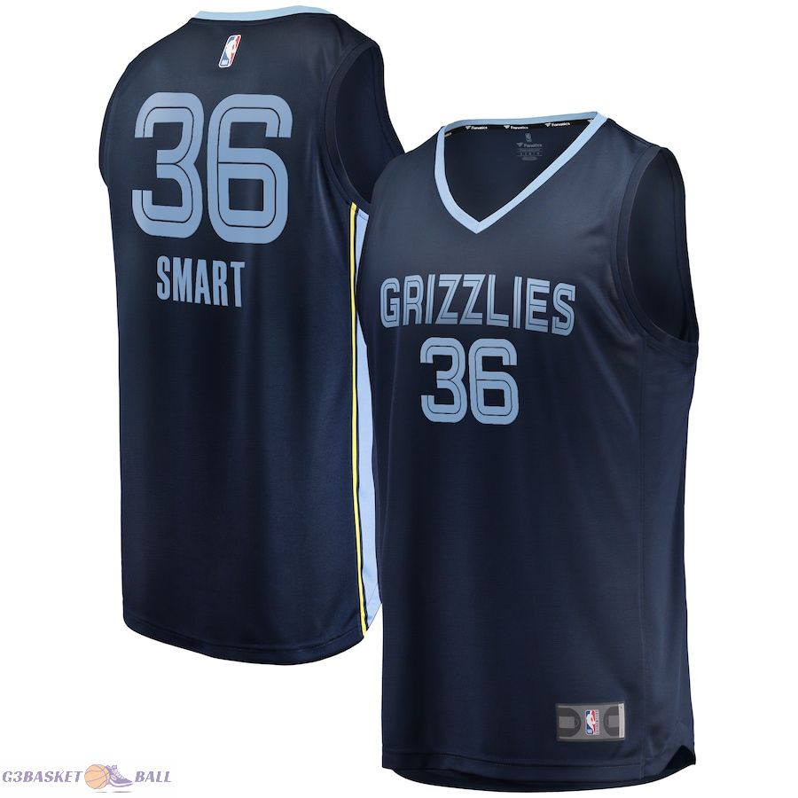 Youth Memphis Grizzlies Marcus Smart Fanatics Navy Fast Break Player Jersey - Icon Edition