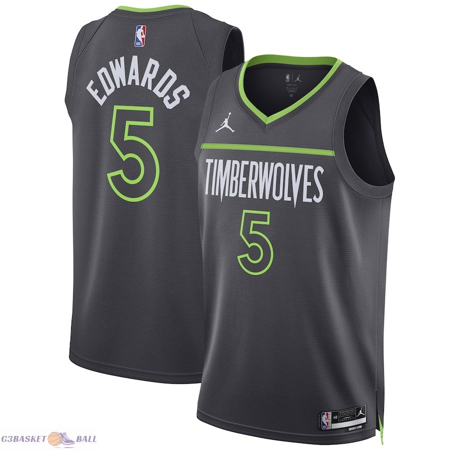 Unisex Minnesota Timberwolves Anthony Edwards Jordan Brand Charcoal Swingman Jersey - Statement Edition