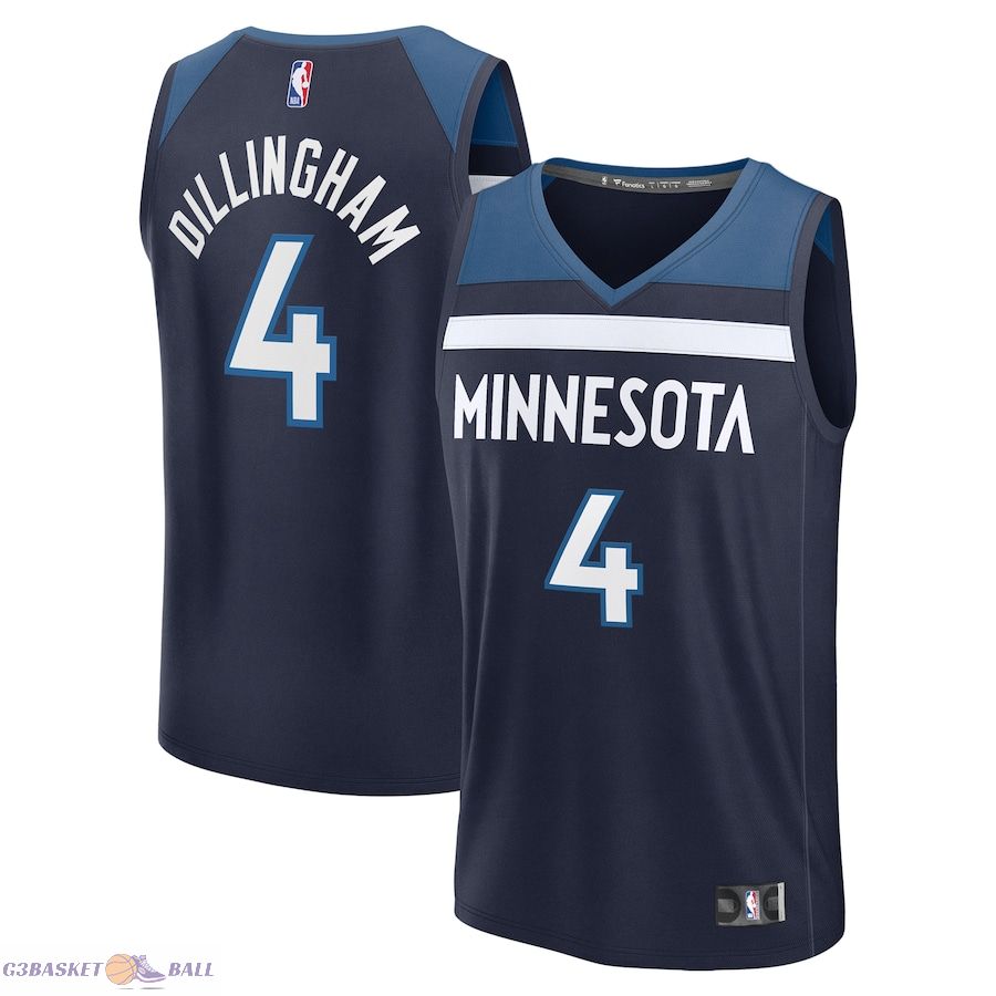 Men's Minnesota Timberwolves Rob Dillingham Fanatics Navy 2024 NBA Draft Fast Break Player Jersey - Icon Edition