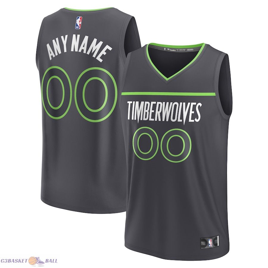 Men's Minnesota Timberwolves Fanatics Black Custom Fast Break Jersey - Statement Edition