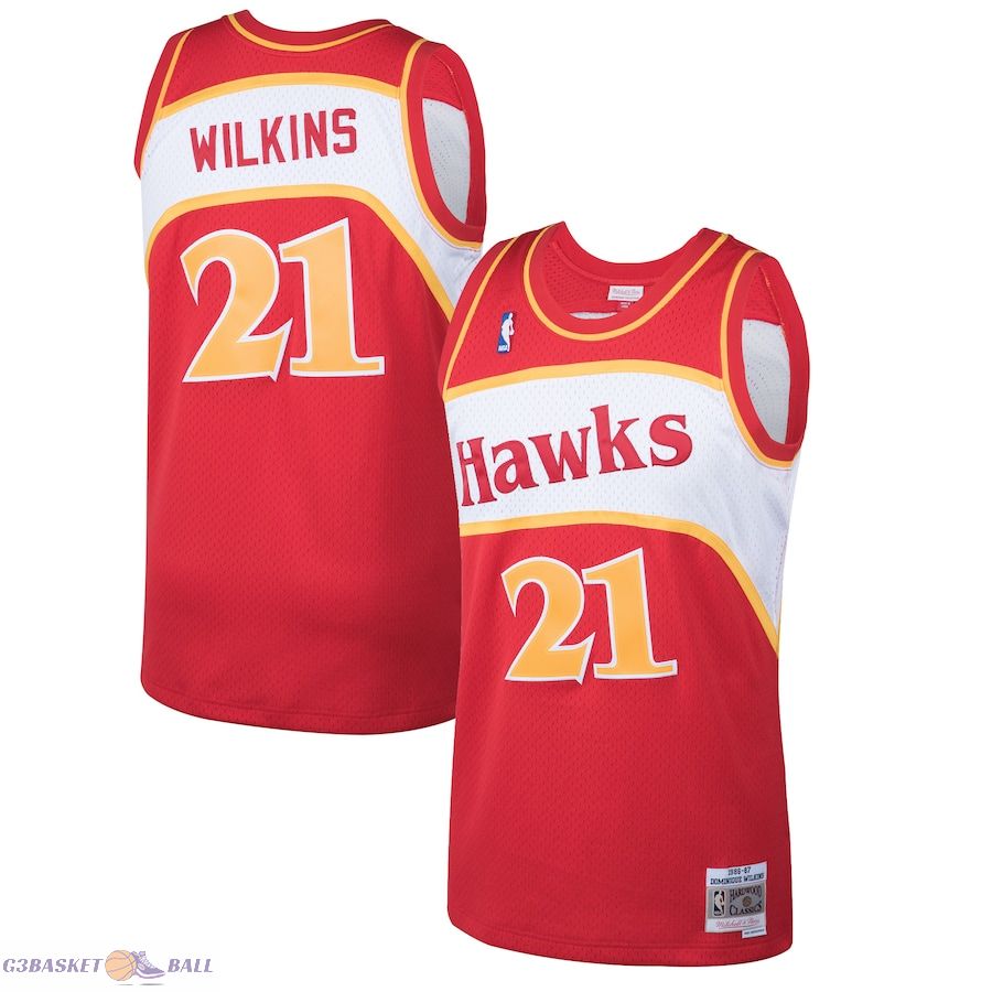 Men's Atlanta Hawks Dominique Wilkins Mitchell & Ness Red 1986/87 Hardwood Classics Swingman Jersey