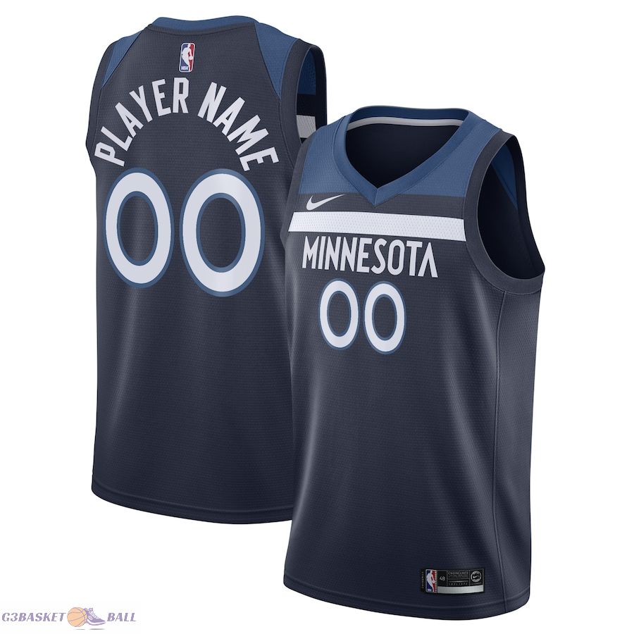 Men's Minnesota Timberwolves Navy Swingman Custom Jersey - Icon Edition