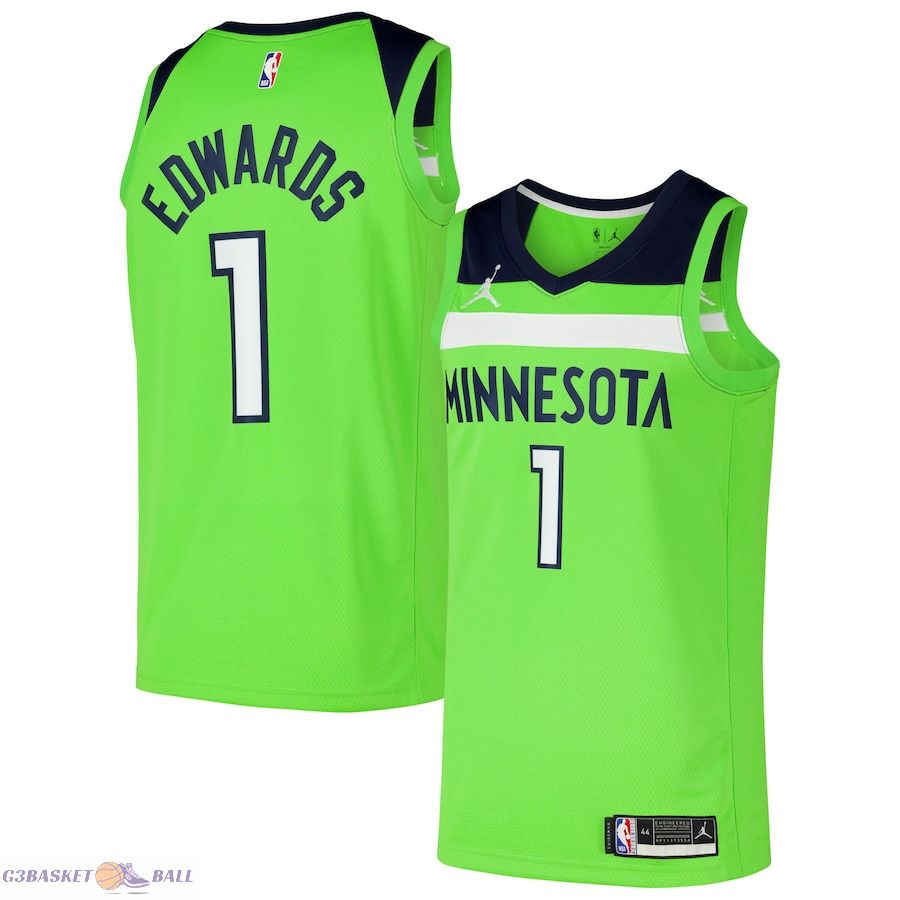 Men's Minnesota Timberwolves Anthony Edwards Jordan Brand Green Swingman Player Jersey - Statement Edition