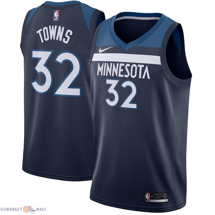 Men's Minnesota Timberwolves Karl-Anthony Towns Navy Swingman Jersey - Icon Edition