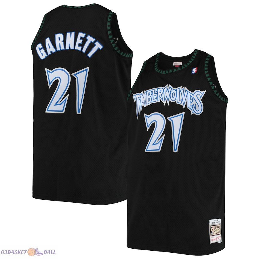 Men's Minnesota Timberwolves Kevin Garnett Mitchell & Ness Black 1997/98 Big & Tall Hardwood Classics Swingman Jersey