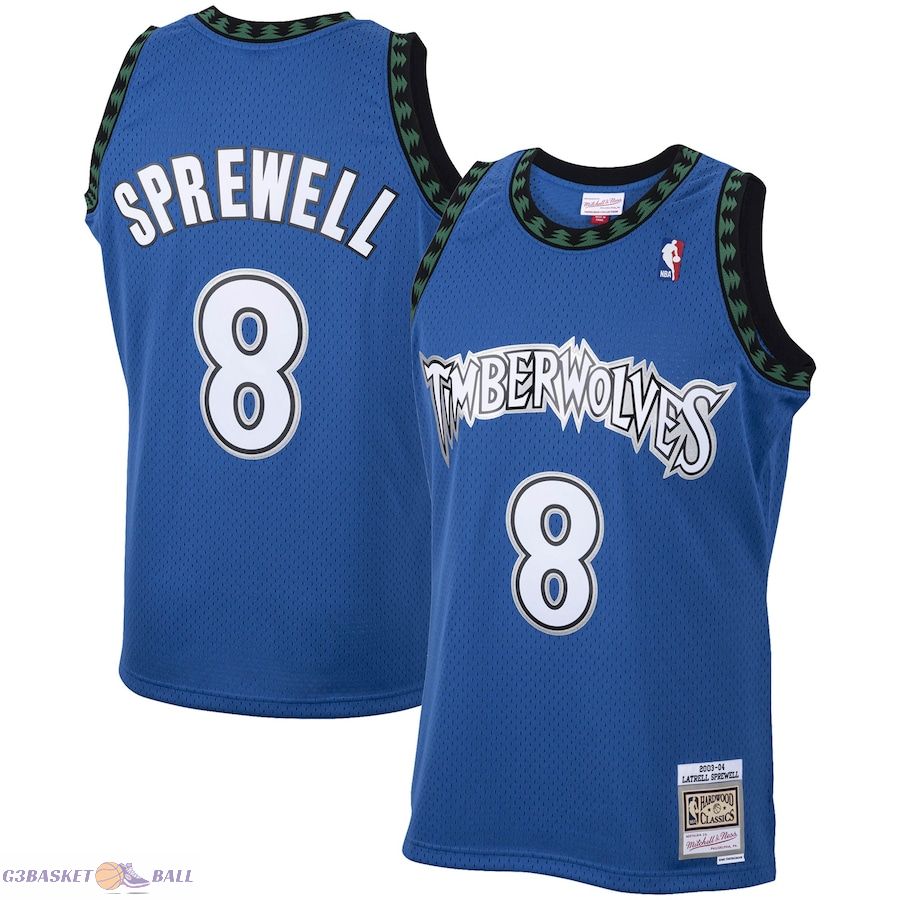 Men's Minnesota Timberwolves Latrell Sprewell Mitchell & Ness Blue 2001/02 Hardwood Classics Swingman Jersey