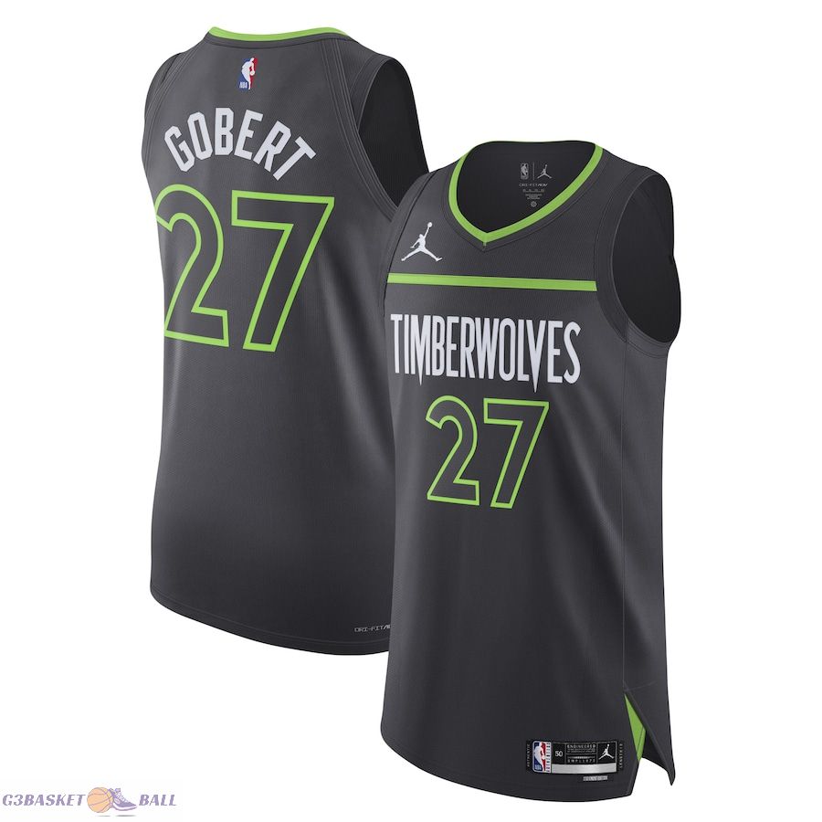 Men's Minnesota Timberwolves Rudy Gobert Jordan Brand Anthracite Authentic Player Jersey - Statement Edition