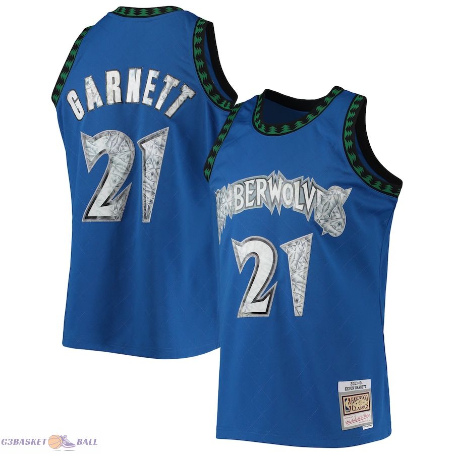 Men's Minnesota Timberwolves Kevin Garnett Mitchell & Ness Blue 2003/04 Hardwood Classics NBA 75th Anniversary Diamond Swingman Jersey