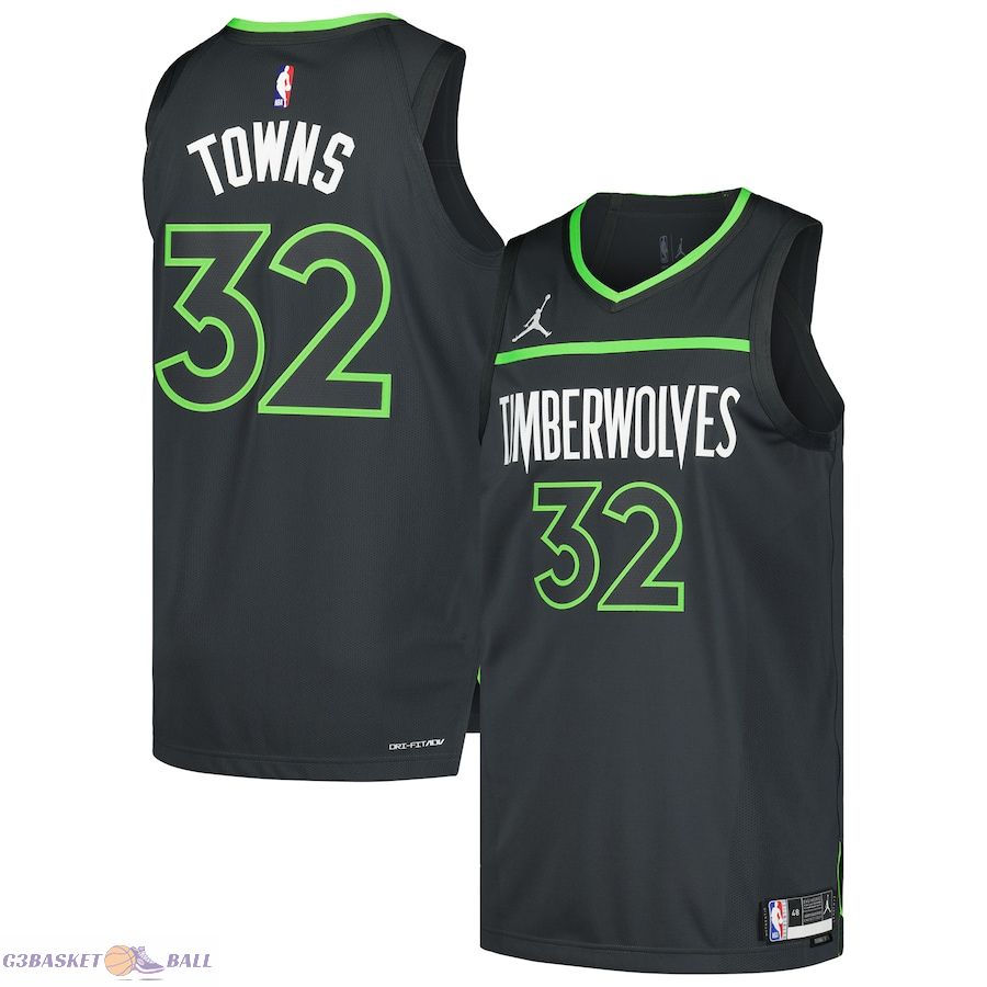 Men's Minnesota Timberwolves Karl-Anthony Towns Jordan Brand Anthracite Authentic Player Jersey - Statement Edition