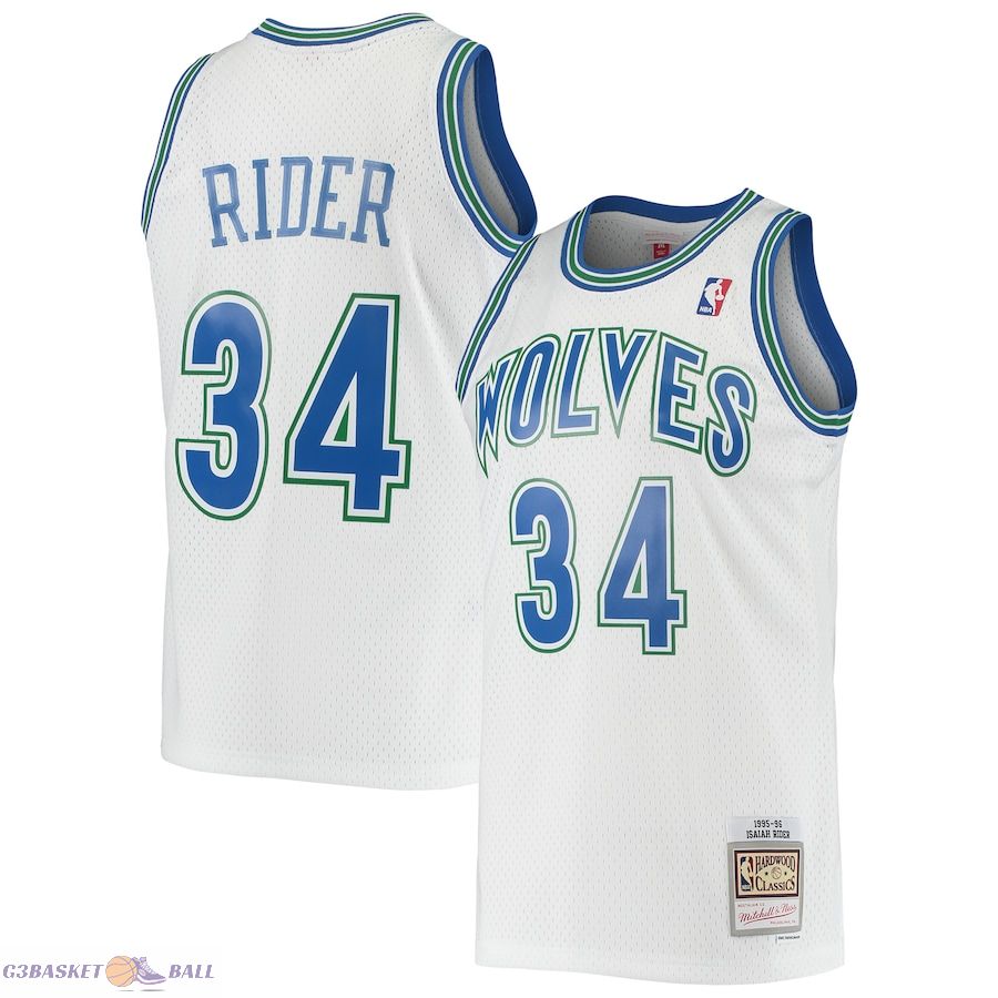 Men's Minnesota Timberwolves Isaiah Rider Mitchell & Ness White 1995/96 Hardwood Classics Swingman Jersey