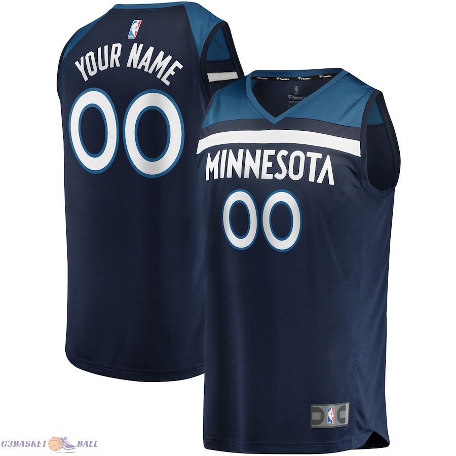 Men's Minnesota Timberwolves Fanatics Navy Fast Break Custom Replica Jersey - Icon Edition