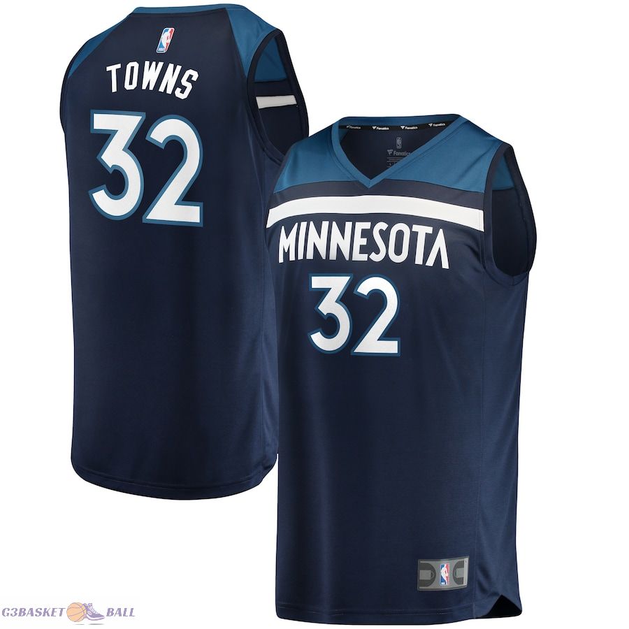 Men's Minnesota Timberwolves Karl-Anthony Towns Fanatics Navy Fast Break Replica Jersey - Icon Edition