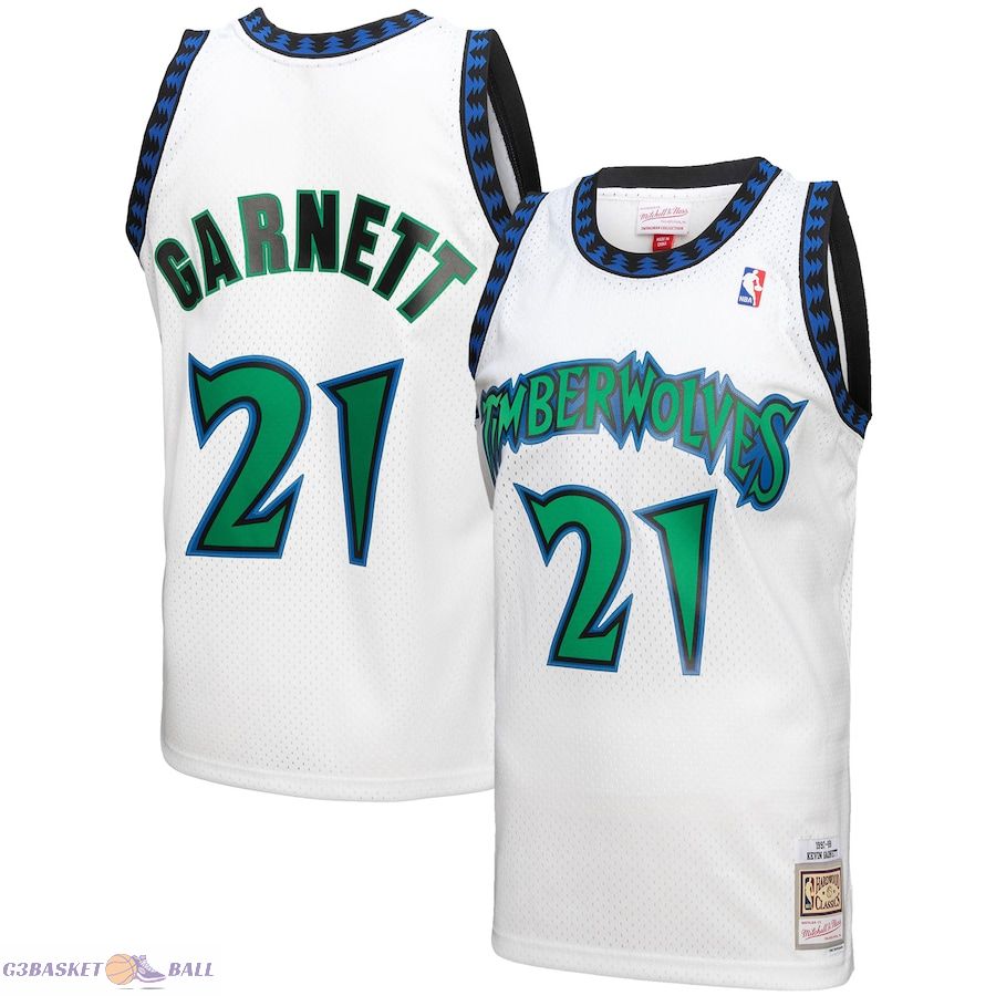 Men's Minnesota Timberwolves Kevin Garnett Mitchell & Ness White 1997-98 Hardwood Classics Reload 3.0 Swingman Jersey