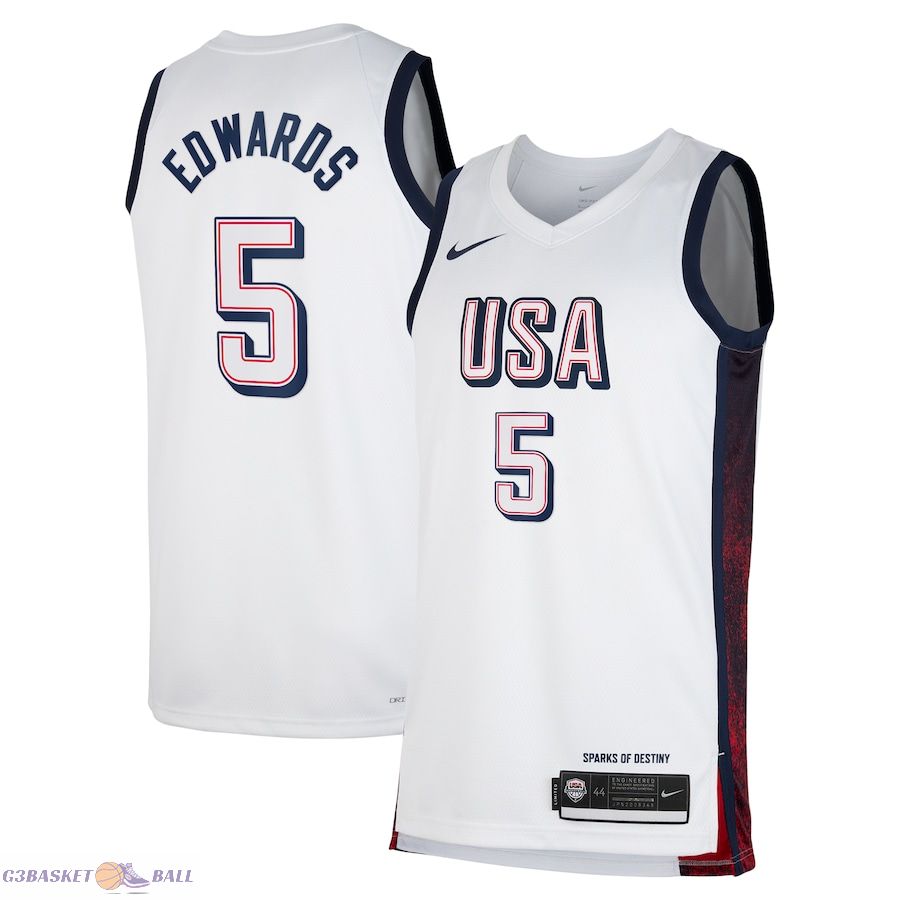 Unisex Men's USA Basketball Anthony Edwards White 2024 Swingman Player Jersey