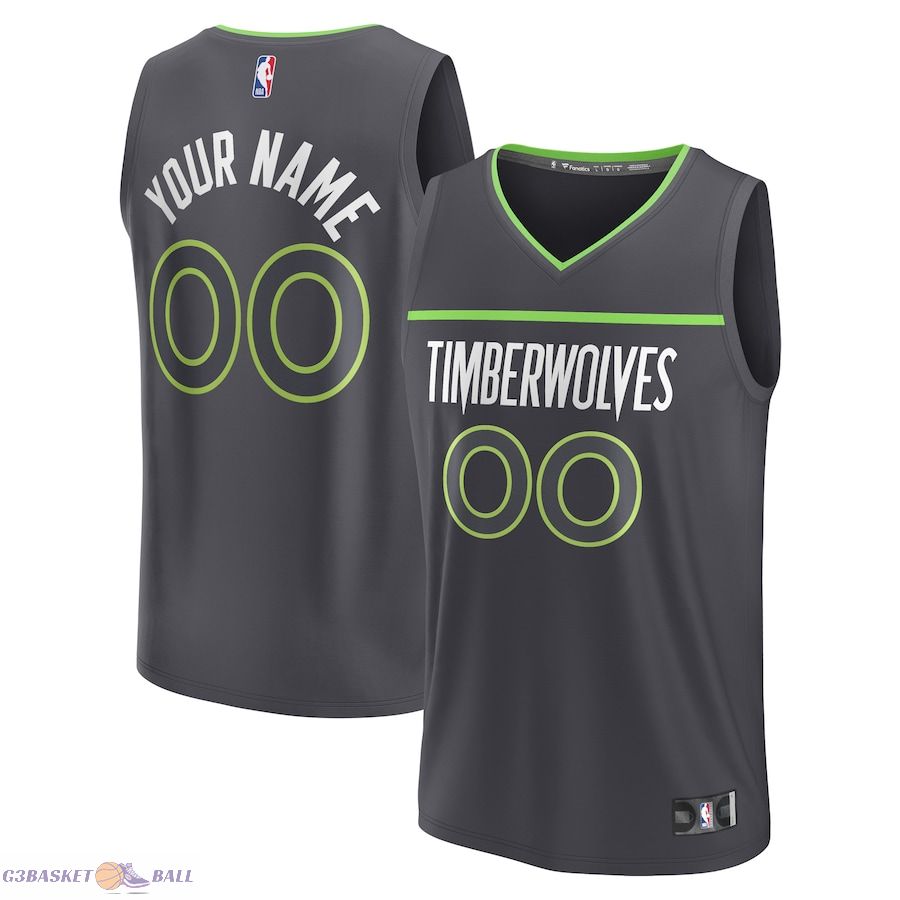 Youth Minnesota Timberwolves Fanatics Black Custom Fast Break Jersey - Statement Edition