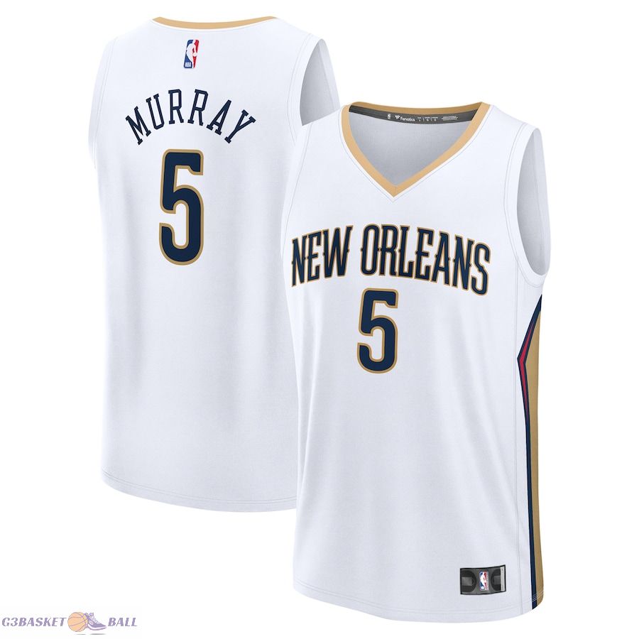 Men's New Orleans Pelicans Dejounte Murray Fanatics White Fast Break Replica Player Jersey - Association Edition