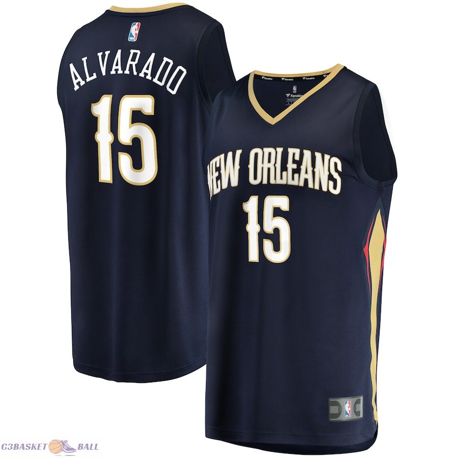 Men's New Orleans Pelicans Jose Alvarado Fanatics Navy Fast Break Replica Jersey - Icon Edition